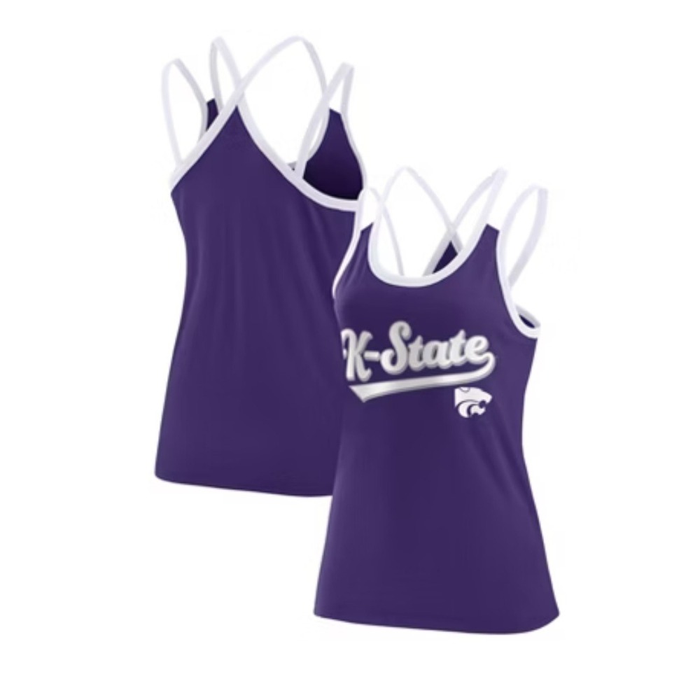 Captivating Women's Purple K-State Crisscross Back Slim Fit Tank Top Size Large